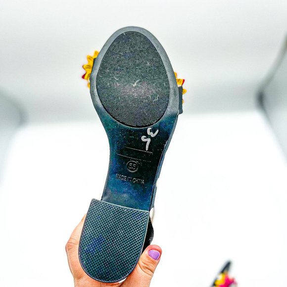 Betsey Johnson Black Floral Chunky Heel Sandals - Picture 6 of 6